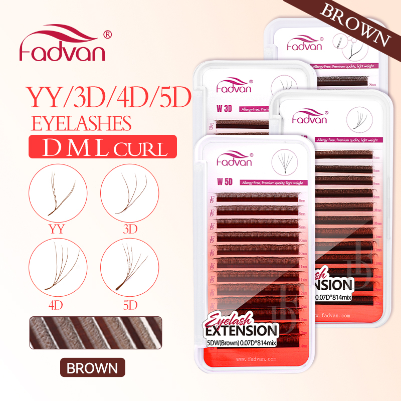 Eyelash Extension Yy - FADVAN Kahverengi 4D/3D/5D kirpikler W Şekli